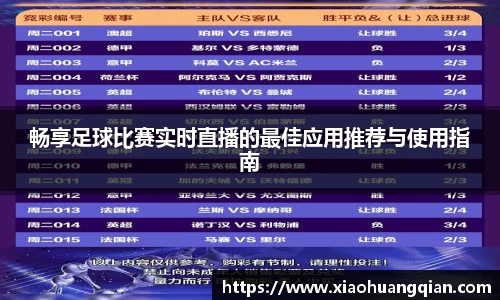 畅享足球比赛实时直播的最佳应用推荐与使用指南