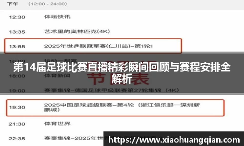 第14届足球比赛直播精彩瞬间回顾与赛程安排全解析